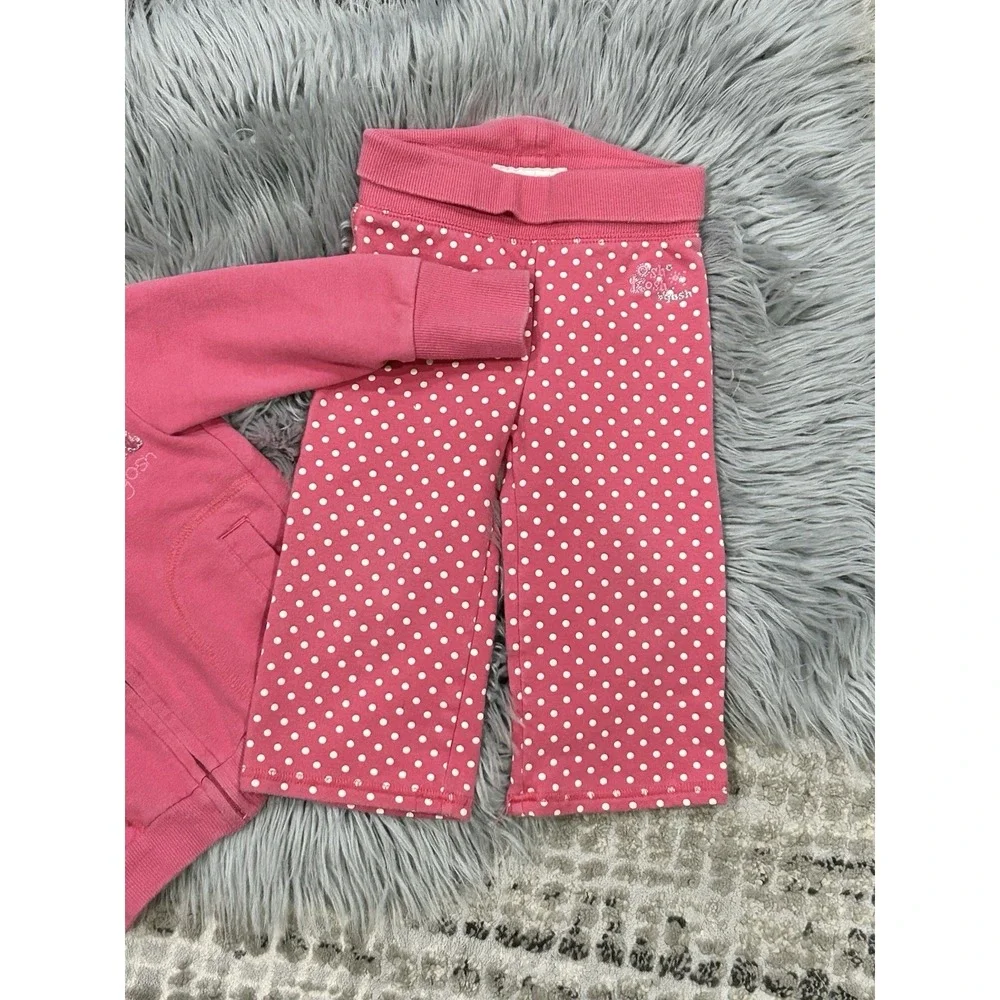 VTG Osh Kosh B'Gosh Girls‎ Pink Polka Dot Sweatpants And Zip Up Hoodie Size 18m